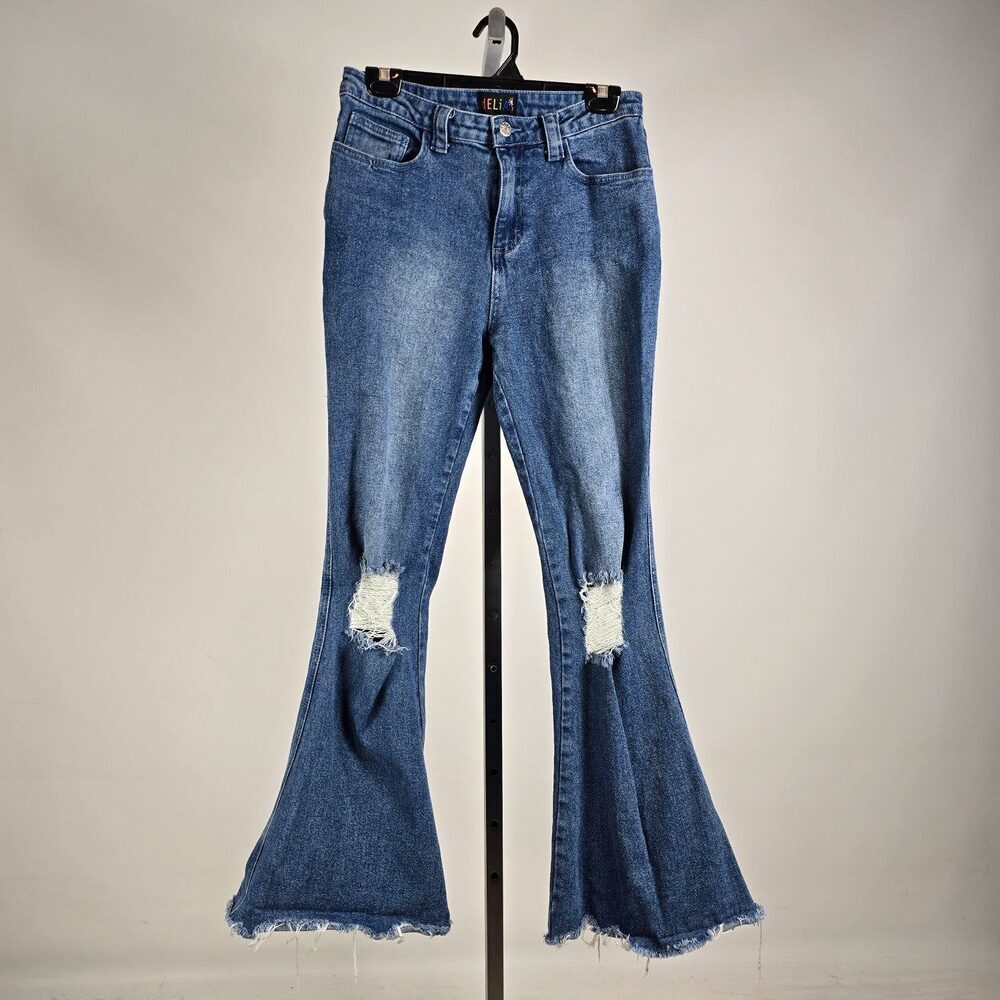 dELiA*s Y2K Distressed Bell Bottom Flare Jeans Size M